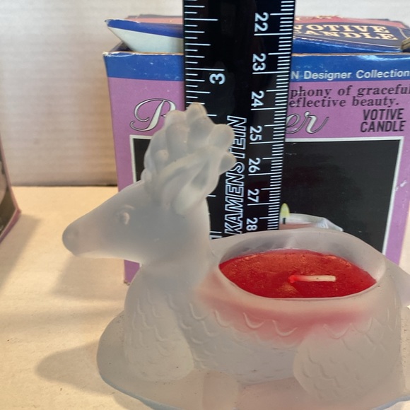 NIB Set of two Glass Reindeer Votive Candles - Picture 7 of 7